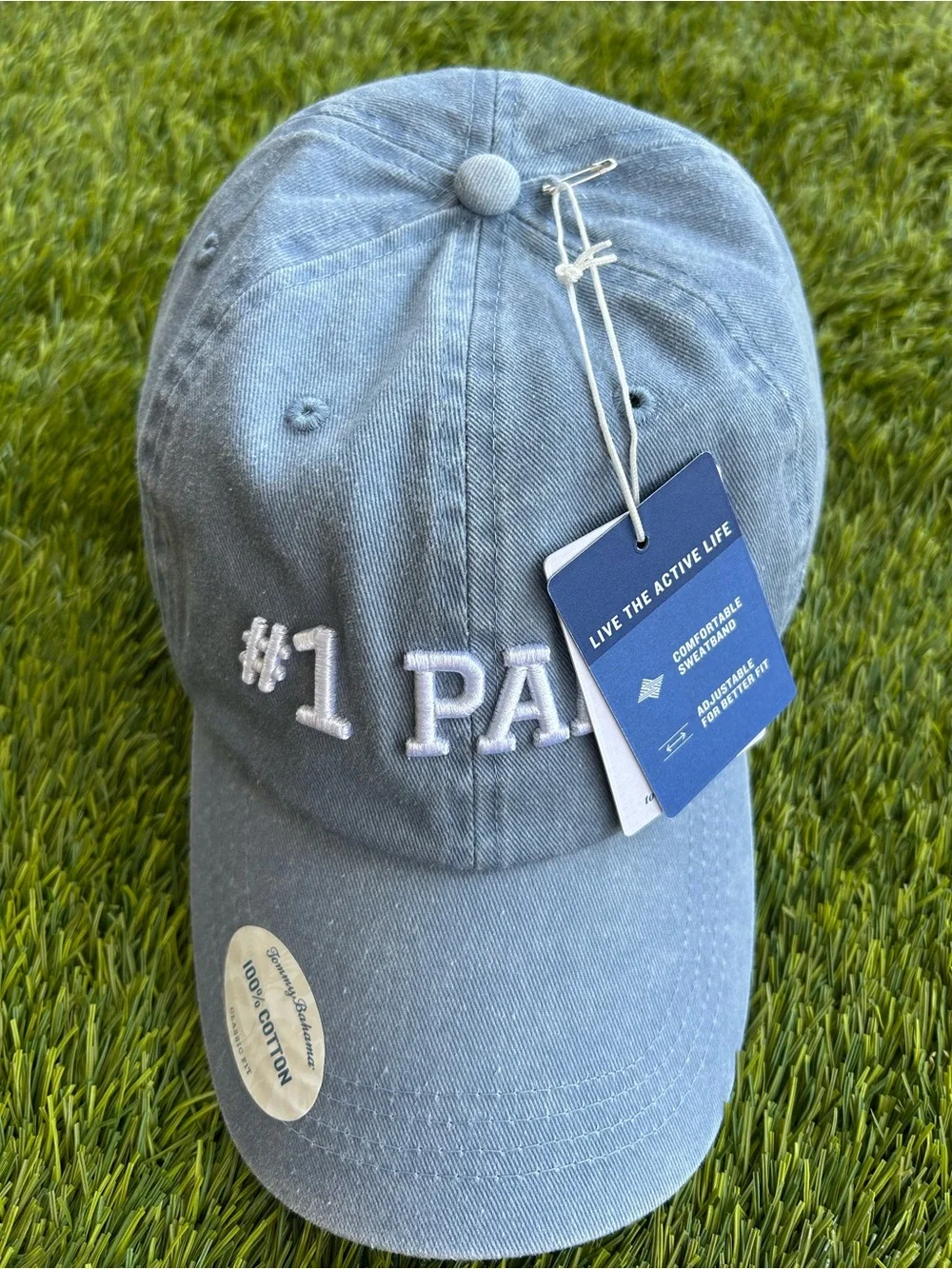 Tommy Bahama men’s  Light Blue '#1 PAPÁ' Baseball Cap